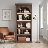 NicBex Tall Cabinet Bookcase with 5-Tier Bookshelf, Display Cabinet with Adjustable Shelf, Mid Century Modern Kitchen Buffet Pantry for Living Room, Entryway, Coffee Station, Walnut