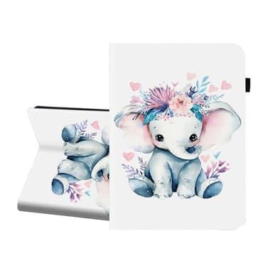CICPLKSE Case for Samsung Galaxy Tab A 10.1 2019 Model SM-T510/T515/T517,Premium PU Leather Cover with Auto Sleep Wake,Baby Elephant with Flower