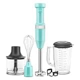 KitchenAid Variable Speed Corded Hand Blender with Blending Pitcher, Whisk and Chopper Attachments, KHBV83AQ, Aqua Sky