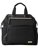 Skip Hop Diaper Bag Backpack: Mainframe Large Capacity Wide Open Structure with Changing Pad & Stroller Attachement, Black with Gold Trim