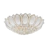 HAOREBAIYU Flower Shaped Crystal Chandelier, 110V Gold Crystal Ceiling Lamp, 23.5Inch Modern Chandelier Flower Shape Pendant Hanging Lamp for Living Room (with Remote Control)