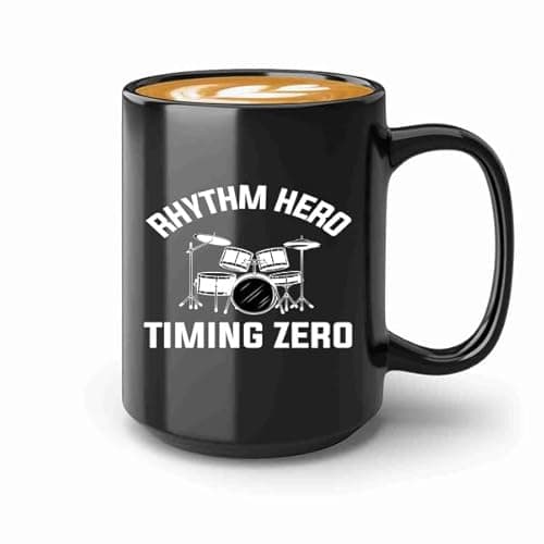 Luxe Gifting Drummer Coffee Mug 15oz Black -Rhythm hero timing - Musician Percussionists Guitar Drum Composer Perform Instrument Player