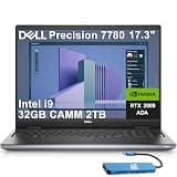 Dell Precision 7000 7780 Mobile Workstation Laptop (NVIDIA RTX 2000 Ada 8GB, 17.3" FHD, Intel 24-Core i9-13950HX (> Ultra 9 285H), 32GB CAMM DDR5, 2TB SSD) Pro Max for Engineer, IST HUB, Win 11 Pro