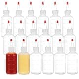 Lnrueg 18 Pack Mini Squeeze Bottles for Sauces with Red Yorker Spout - Precise Pouring, Easy to Read Scale, 4 fl oz Squirt Bottle, Ideal for Condiments, Sauces, Art and DIY, 5.63 in