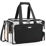 Relavel Clear Makeup Bag Extra Large Makeup Artist Kit Set, Cosmetic Storage Organizer Hair Stylist Traveling Bag, Transparent Tote Duffle Beach Toiletry Bag with Adjustable Dividers & Shoulder Strap