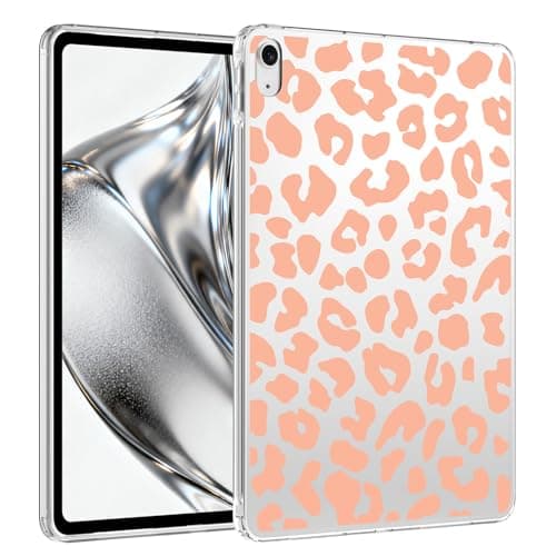 VibrantFruitique for 11" iPad Pro 4th/3rd/2nd/1st Gen (2022/2021/2020/2018),Orange Leopard Print Crystal Clear Case,Slim Lightweight Anti-Scratch Soft TPU Bumper Hard Acrylic Back Cover for Women