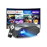 [Compatible with Netflix/High Brightness] Smart Projector with WiFi 6 and Bluetooth 5.3, 4K Outdoor Movie Projector with Prime Video/YouTube, Portable Proyector Compatible with HDMI/USB/iOS/Android