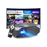 [Compatible with Netflix/High Brightness] Smart Projector with WiFi 6 and Bluetooth 5.3, 4K Outdoor Movie Projector with Prime Video/YouTube, Portable Proyector Compatible with HDMI/USB/iOS/Android