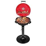 Electric Grill Outdoor BBQ, Techwood 15-Serving Indoor/Outdoor Electric Grill for Indoor & Outdoor Use, Double Layer Design, Portable Removable Stand Grill, 1600W (Stand Red BBQ Grills)