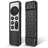 Fintie Protective Case for Apple TV Siri Remote 2021 2022 - Honey Comb Lightweight Anti Slip Shockproof Silicone Cover for Apple TV 4K / HD Siri Remote Controller (2nd Gen / 3rd Gen), Black