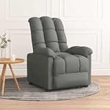 KHNLGFR Comfortable Fabric Recliner with Adjustable Backrest and Footrest, Durable Upholstery Dark Gray, Thick Padded Seat and Armrests, Easy Assembly with Manual Included