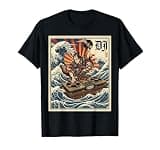 Vintage Japanese Wave Samurai DJ Retro Turntable Vinyl Art T-Shirt