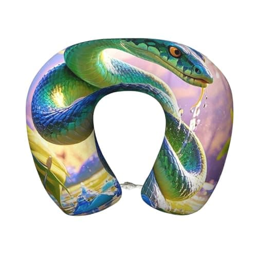 FHENTYU Shadowed Snakes Print Travel Sleep Neck Pillow, U Shaped Head Neck Support Pillow for Travel, Office, Car (Washable)