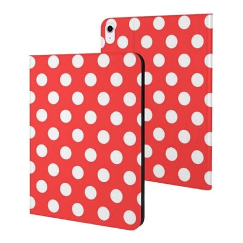 Compatible with iPad A16 Case 11 Inch 2025, Red Polka Dot Print (a) Slim Tablet Cover Compatible with iPad 10th Generation Case 10.9 Inch 2022, Auto Wake/Sleep with Stand