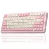 AULA F75 75% Wireless Mechanical Keyboard, Hot Swappable Pink Creamy Keyboard, Pre-lubed Linear Switches, PBT Keycaps, 2.4GHz/Type-C/BT5.0, RGB Backlit Computer Gaming Keyboards for Office/Laptop/PC