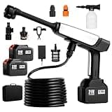 Portable Pressure Washer Battery Powered,Cordless Power Washer with 2pcs 4.5Ah 21V Battery&Charger & 6-in-1 Nozzle,2 Power Level & on/Off Button,Handheld Pressure Washer for Car,Home,Garden Patio