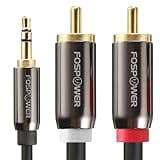 FosPower 3.5mm to RCA Cable (10FT), RCA Audio Cable 24K Gold Plated Male to Male Stereo Aux Cord [Left/Right] Y Splitter Adapter Step Down Design