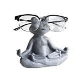 CYKDLZGT Frog Eyeglasses Holder, Meditating Zen Lotus Pose Figurine, Cute Decorative Glasses Stand for Desk Nightstand Display