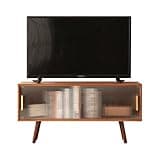 Baveke Bamboo TV Stand Entertainment Center, Mid-Century Modern Television Stand for 50-55 inch TVs, Rustic Brown Media Console Table for Living Room, Bedroom, Home Decor, FSC-Certified Bamboo