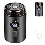 Mini Shaver, Mini Electric Shaver with Digital Display, USB Rechargeable & Washable,Dry and Wet Dual Use, Pocket Size for Men (Black)