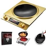 3500W Induct Hob, Concave Design Induct Cooktop, 10-Temperature Levels, Portable Commercial Grade Hob, Wok-Friendly for Stir-Frying & Boiling silver