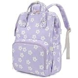 Dezcrab Baby Diaper Bag Backpack for Mom, Large Capacity Travel Nappy Bag for Boys & Girls with Stroller Straps (Corduroy Floral Purple)