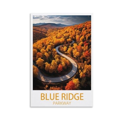 CNAHEIX Blue Ridge Parkway North Carolina Vintage Travel Poster 08x12inch(20x30cm) Canvas Wall Art Print Painting for Wall Decor Living Room Bedroom