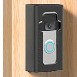 BFYTN Adhesive Mount Compatible with Ring/Other Wireless Video Doorbell No-Drill Mounting Bracket Cover Holder Anti-Theft Full Coverage Protective Housing for Apartments & Renters (Matte Black)