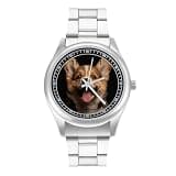 FodPand Mens Stainless Steel 3-Hand Analog Watch Easy Reader 40mm Dial