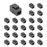 25 Pack CAT6 RJ45 Keystone Coupler, Female to Female UTP Insert, Black