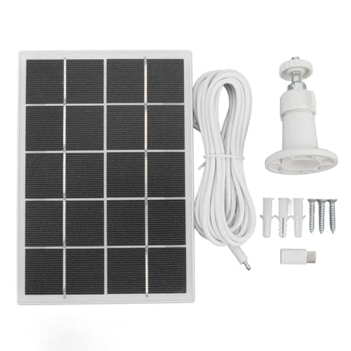 Camera Solar Charging Panel with Bracket, 3W 5V Monocrystalline Silicon Security Camera Solar Panel, Type C Solar Charger for Ring Reolink and Android Devices (White)