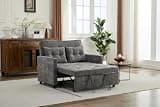 Peanu Single Bed Frame Convertible Chair Bed, Adjustable Grey Linen