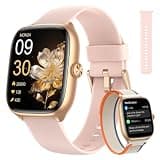 Smart Watch for Women [with 3 Bands], 1.75'' HD AMOLED Screen Fitness Watch with Answer/Make Calls, 110+ Sport Modes, Heart Rate/Sleep/SpO2 Monitor, 3ATM Waterproof Smartwatch (Pink)