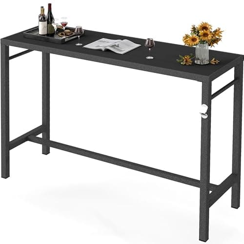MURAGO 53*39*17 Outdoor Bar Table Extra Wide,Tall Bar Height Outdoor Pub Table, Ideal for Patio, Hot Tub, Dining, Balcony, Poolside, Weatherproof Composite Top, Rustproof, Built In Bottle Opener,Black