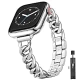 Filoto Dressy Bracelet for Apple Watch Bands 38/40/41/42/44/45/46/49mm Women, Stainless Steel Metal Strap Silm Thin Fancy Fashion Compatible with iWatch Series 11/10/9/8/7/6/5/4/3/2/1/SE Ultra Womens