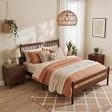 Abosbeet Queen Size Bed Frame with Headboard & Footboard, Solid Wood Platform Bed with Under Bed Storage and Wood Slat Support, No Box Spring Needed, Easy Assembly, Walnut
