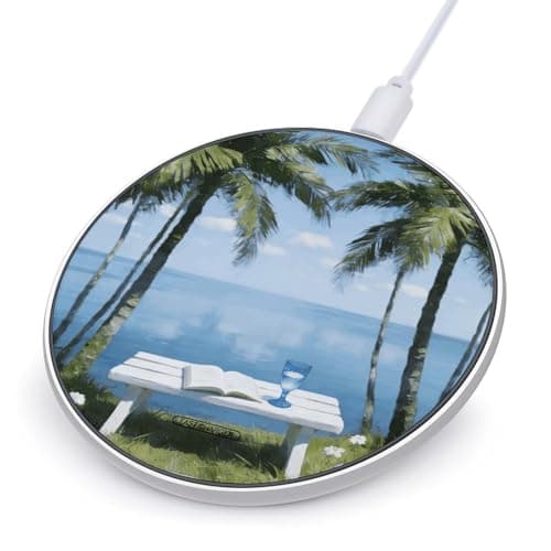 Summer Blues Wireless Charger Portable Fast Charging Pad Lightweight Wireless Charging Pad 10W Slim Charging Station for Phone Charger Mat for Travel Home Office Desk