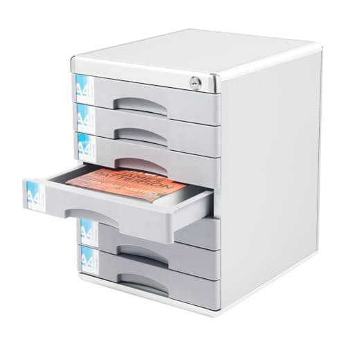 LSGDMSTOR 7-Tier Drawers Office File Cabinet, 14 * 12 * 16'' Document Storage Organizer, Lockable Multi Drawer Filing Chest with Label Slots for Home, Office, School, and Workspace Organization