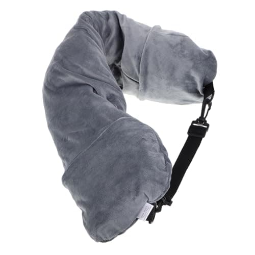 QUMIIRITY Adjustable Stuffable Travel Neck Pillow with Soft Cover Convertible Airplane Cushion for Efficient Packing and Comfortable Flight Support Machine Washable Gray