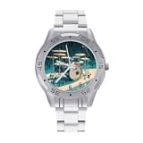 NTVOWPZO Three-Hand Analog Stainless Steel Watches for Men Easy Reader