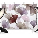 Purple Grey Ginkgo Leaves Backdrop 7x5ft Ink Painting Modern Art Photography Backdrop Fabric Photoshoot Background Tapestry Banner for Birthday Baby Shower Decoration Party Video Photo Studio Props