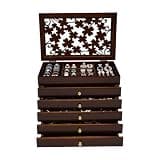 Athzuunn Jewelry Box for Women,6-Tier Wooden Jewelry Box, Large Storage Capacity, with Mirror, Lockable, Jewelry Case, Gift for Loved Ones, For Watches, Black