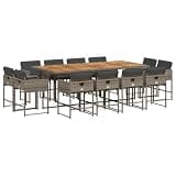 Makastle 13 Piece Patio Dining Set, Gray, 86.6" x 41.7" x 28.7", Rectangular, Assembly Required