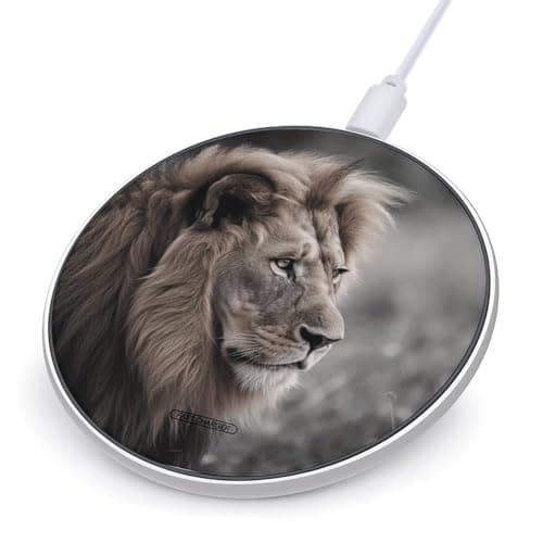 Wildlife Lion Wireless Charger Portable 10W Fast Wireless Charging Pad Compatible with Phone Ultra-Thin Charging Station Lightweight Charger Mat for Travel Home Office Desk