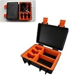 Rugged Hard Case Compatible with RØDE Wireless GO Series - Custom Carrying Box with Anti-Rattle Insert for Transmitter, Lavalier Mics & Cables, Shockproof Travel Protection (Black+Orange)