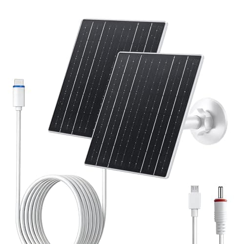 Zivif Solar Panel for Security Camera Outdoor, 10W USB C Solar Charger Compatible with 5V Rechargeable Battery Powered Camera, 360° Adjustable Mount, IP66 Waterproof, 7.2ft Cable, White, 2Pack