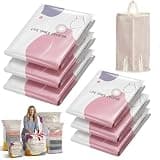No Pump Vacuum Storage Bags, Better Life Space Creator Space Saver for Clothes & Bedding, Reusable Compression No Pump Needed (3 Medium & 3 Large)