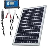 30W Solar Panel Kit, 15.75 x 10.63 Inch Aluminum Frame, Alligator Clips and Car Adapter for RV, Boat, and Off-Grid Use (40A)