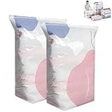 Large Capacity Vacuum Bags No Pump Needed, No Pump Vacuum Storage Bags, Cube Vacuum Storage Bags, Heavy Duty, Press & Seal, No Pump Needed, for Jumbo Clothes Bedding,Comforters (2pcs, L)