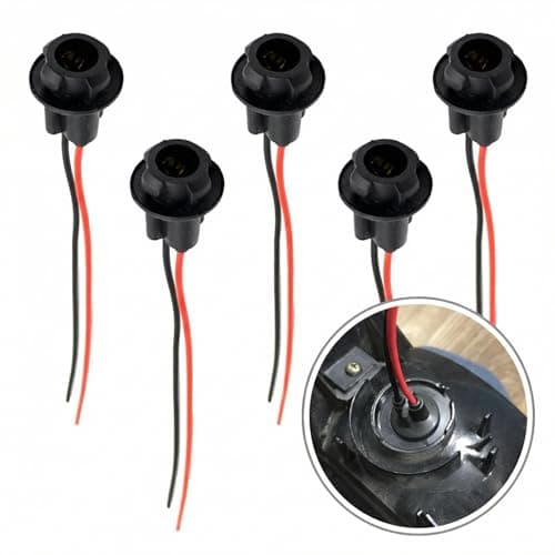 MOAYZRO 5 PCS 194 Bulb Socket with Wire Pigtail, T10 LED Bulbs Pre-Wired Harness Sockets Adapter, Tail Light Side Marker Socket Connector, Universal for Car, Sedan, Truck (Black)